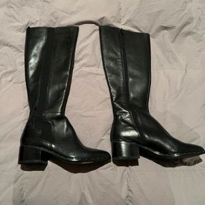 NEW Bleecker & Bond Women's Black Leather Pointed Toe Boots w/ Studs:  Size 6.5M
